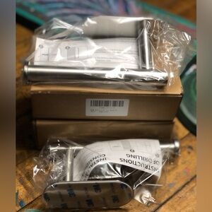 Brushed Nickel Self Adhesive Toilet Paper Holder NIB 2 pack